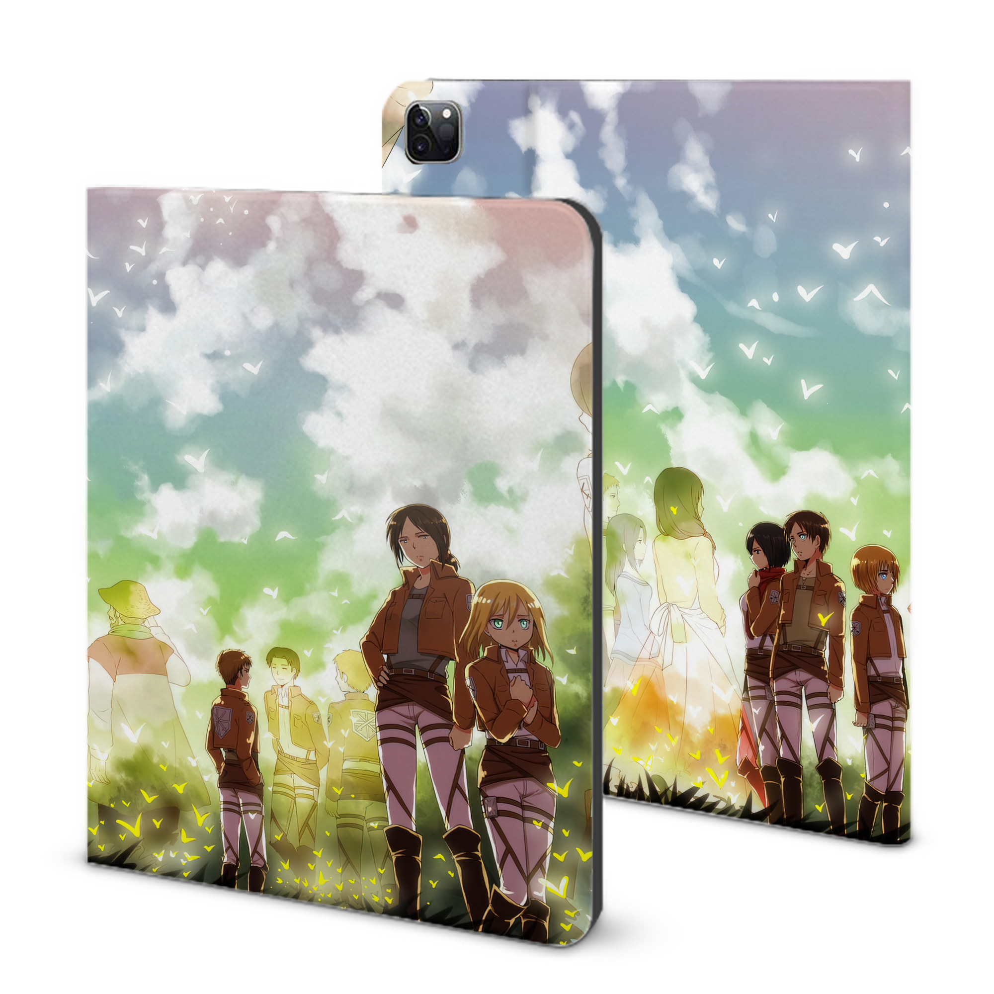 （画像用） 進撃の巨人 Attack on Titan IPad ケース ブック型 PUレザー TPU 耐衝撃 軽量 薄型 ペン収納なし 全面保護 IPad 各モデル対応